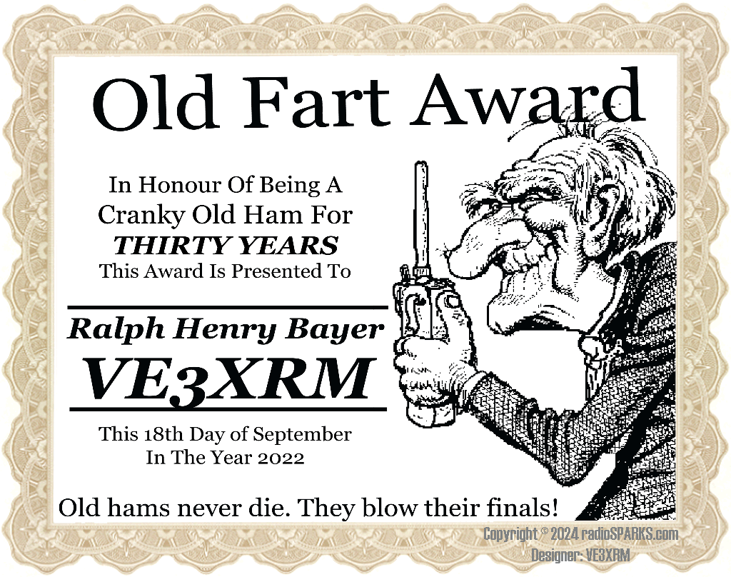 VE3XRM Old Fart Award 2022